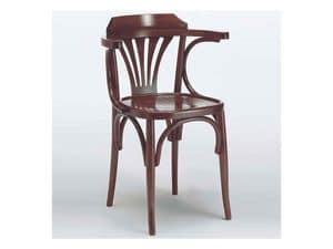 121 P, Chair with armrests in wood curved, for bars