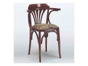 121 T, Rustic chair with armrests, curved wood, for house