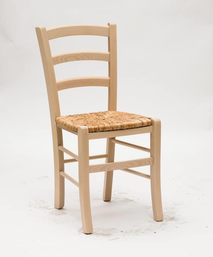 Art. 058 Nature, Rustic chair in tinted wood, seat in rice straw