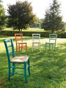 Art. 058 Nature, Rustic chair in tinted wood, seat in rice straw