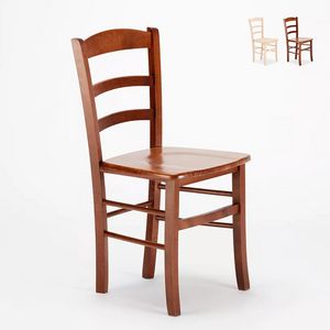 Classic rustic wooden chairs for dining room bar and trattoria Paesana Wood SP003WOD, Wooden chair with a traditional design