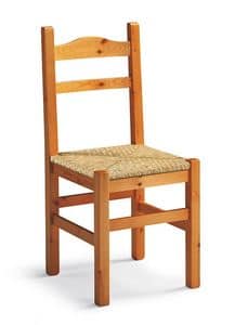 Mabel, Rustic chair in wood, woven straw seat