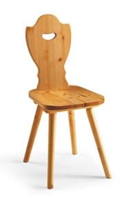 S/102 Bayern Chair, Rustic chair in solid pine, for mountain chalet