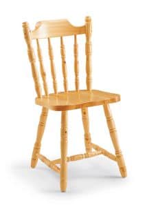 S/103 Colonial Chair, Rustic chair in solid pine, for mountain inns