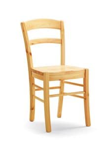 S/127 L Paesana Wood, Chair made entirely of solid pine, for bars and taverns
