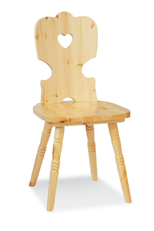 S/152 Iris Chair, Rustic chair in pine, with hole on the backrest