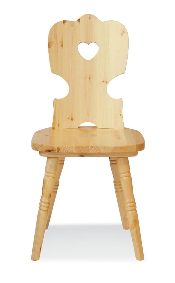 S/152 Iris Chair, Rustic chair in pine, with hole on the backrest