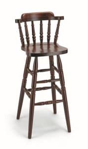 714, Stool in beech wood, backrest with vertical slats