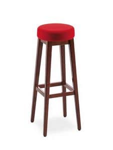 Betty I, Rustic stool with upholstered seat, for kitchens