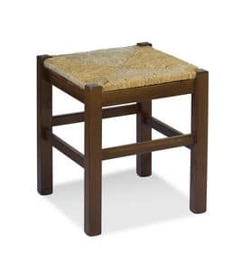 H/307 P Stool Anita, Solid pine stool in country style with straw seat