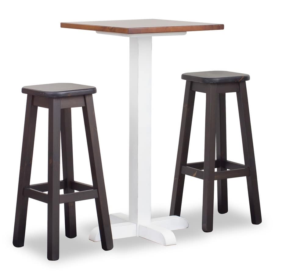 H/309 A High Square Stool, High stool in a rustic style, for taverns and bars