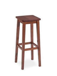 Mery, Rustic barstool, made entirely of wood, square seat