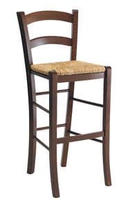 SG 119, Rustic stool in wood with straw seat, for bars