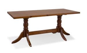 T/420double, Pine table with 2 turned columns, for dining rooms