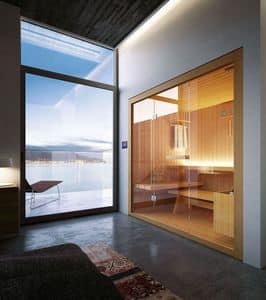 ROPE, Wooden sauna with glass windows, for hotels