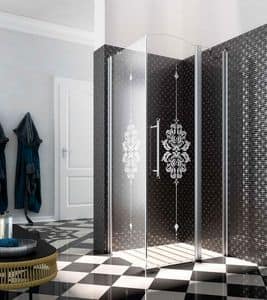HERITAGE, Shower enclosure with crystal decorated, drip collector profile