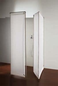 Ima, Shower in steel, with fabric doors