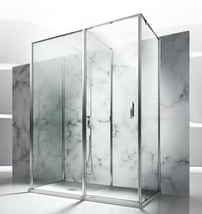 Linea IN 3, Wall shower enclosure made with an undressing area
