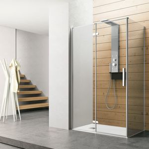 Time with hinged door +  fixed, Shower cabin with hinged door in transparent glass