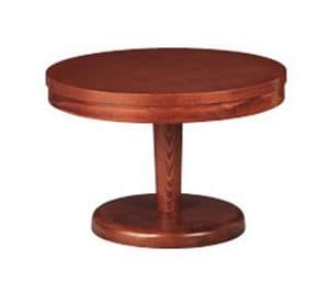 608, Round low coffee table, in beech, for living-room