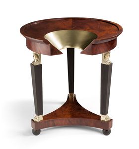 6707 F* Hole Gueridon, Round small table with brass decorations