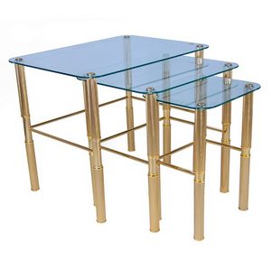 918 OR, Coffee tables in brass and glass