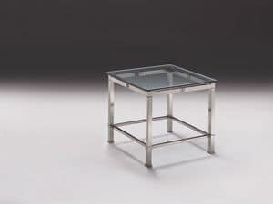 AMADEUS 3064, Modern side table in nickel brass, glass top, Lounge