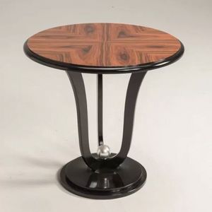 Art. 3023 Oscar Rays, Round coffee table, rosewood and black lacquered finish