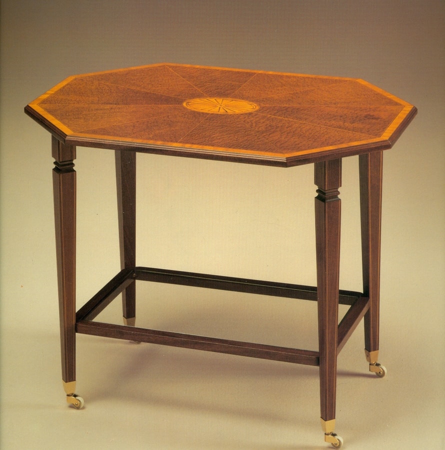 Art. 89105, Side table on wheels, with inlaid top