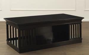 Burton, Rectangular coffee table, with bookcase, in cherrywood