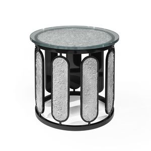 Crs Round BL, Round side table with glass top