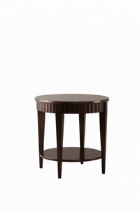 Charles coffee table, Round wooden coffee table with low shelf