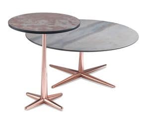 City small table, Coffee table with veneer top, metal base