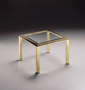 DOMUS 2167 , Low square coffee table, transparent glass top