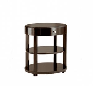 Downtown side table with drawer, Round wooden table with drawer