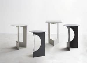 Duetto, Robust small table in metal sheet, folded and painted