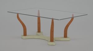 Elettra, Coffee table with base in stone and wood