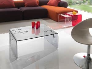 Floreal, Transparent coffee table with floral decoration