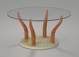 Geko, Coffee table with round glass top