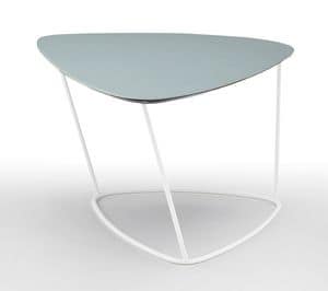 Guapa CT M, Coffee table with leather top, triangular shape