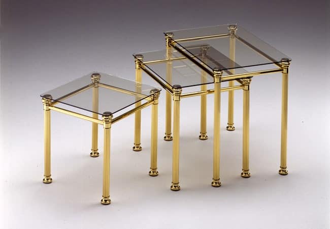 IONICA 674, Group of 3 coffee tables in polished brass