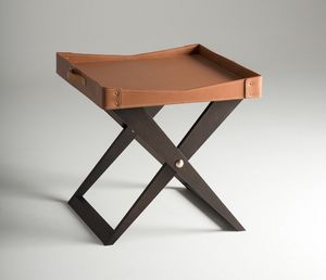Kaki side table, Side table with leather tray