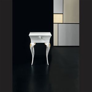 Mikado MK151 MK151A, White or black lacquered side table with drawer