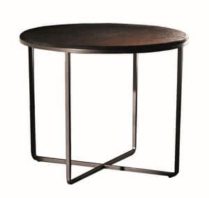 Piktor, Round table with lacquered metal structure, lacquered or material glass, multipurpose
