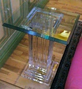 Riflessi Collection 2, Square coffee table in transparent glass, for classic living rooms