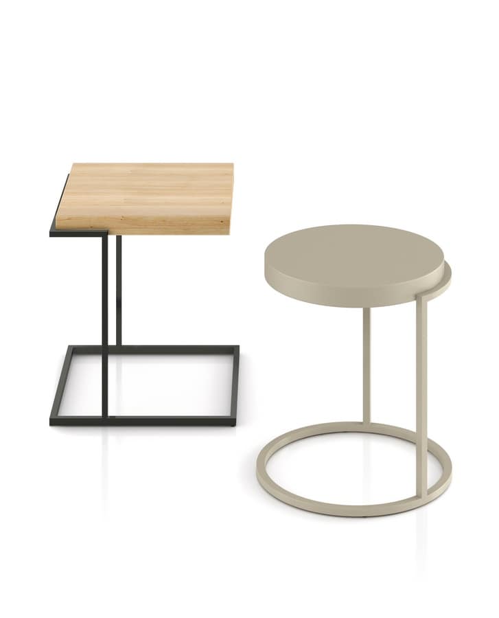 Servoquadro, Coffee table with square wooden top, metal base