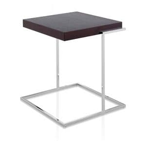 Servoquadro, Coffee table with square wooden top, metal base