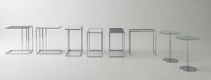 Small tables metal-glass, Coffee table, in steel and glass, for conversation area