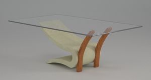 Tanatos, Coffee table with base in stone and wood