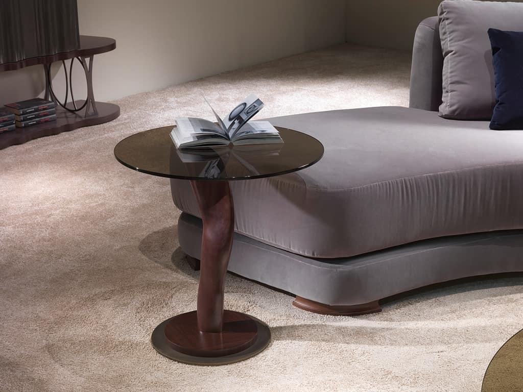Bronze and sales glass side table